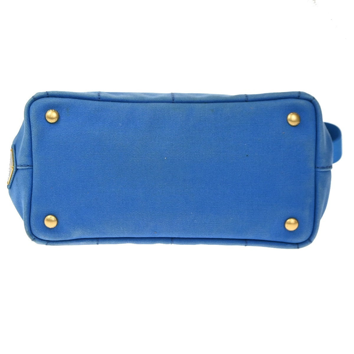 PRADA Logo CANAPA 2Way Shoulder Hand Bag Canvas Leather Blue Azzurro GHW 35KC772