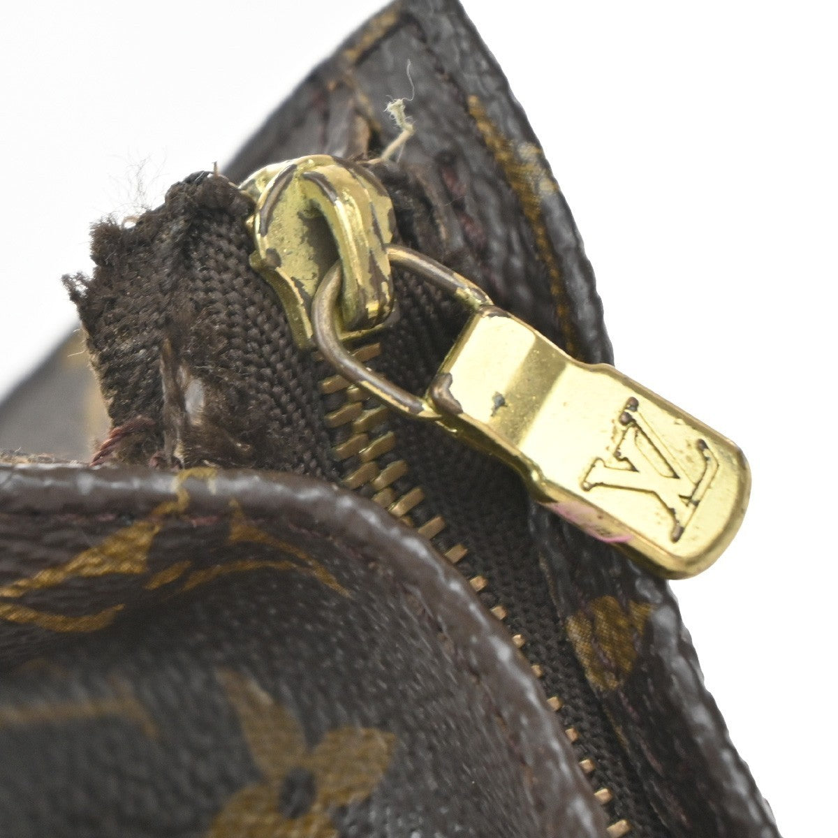 LOUIS VUITTON Logo BUCKET GM Pouch Bag Monogram Leather Brown U.S.A. 04KP001