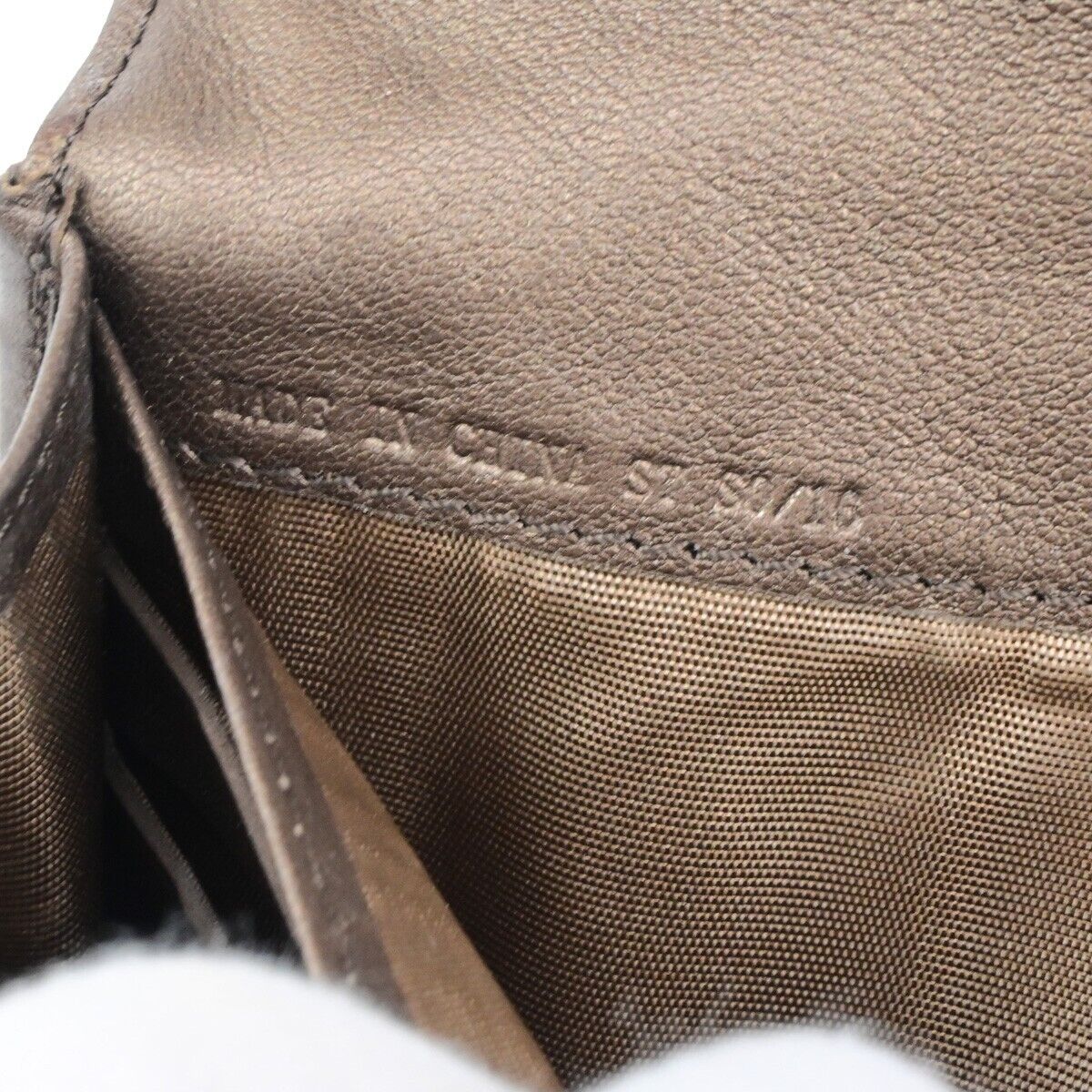 CELINE Logo Macadam Long Bifold Wallet Suede Leather Brown Gold 07KA509