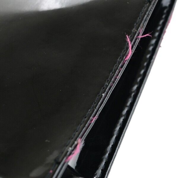 YVES SAINT LAURENT YSL Logo Pouch Bag Patent Leather Black Pink GHW 03EC033