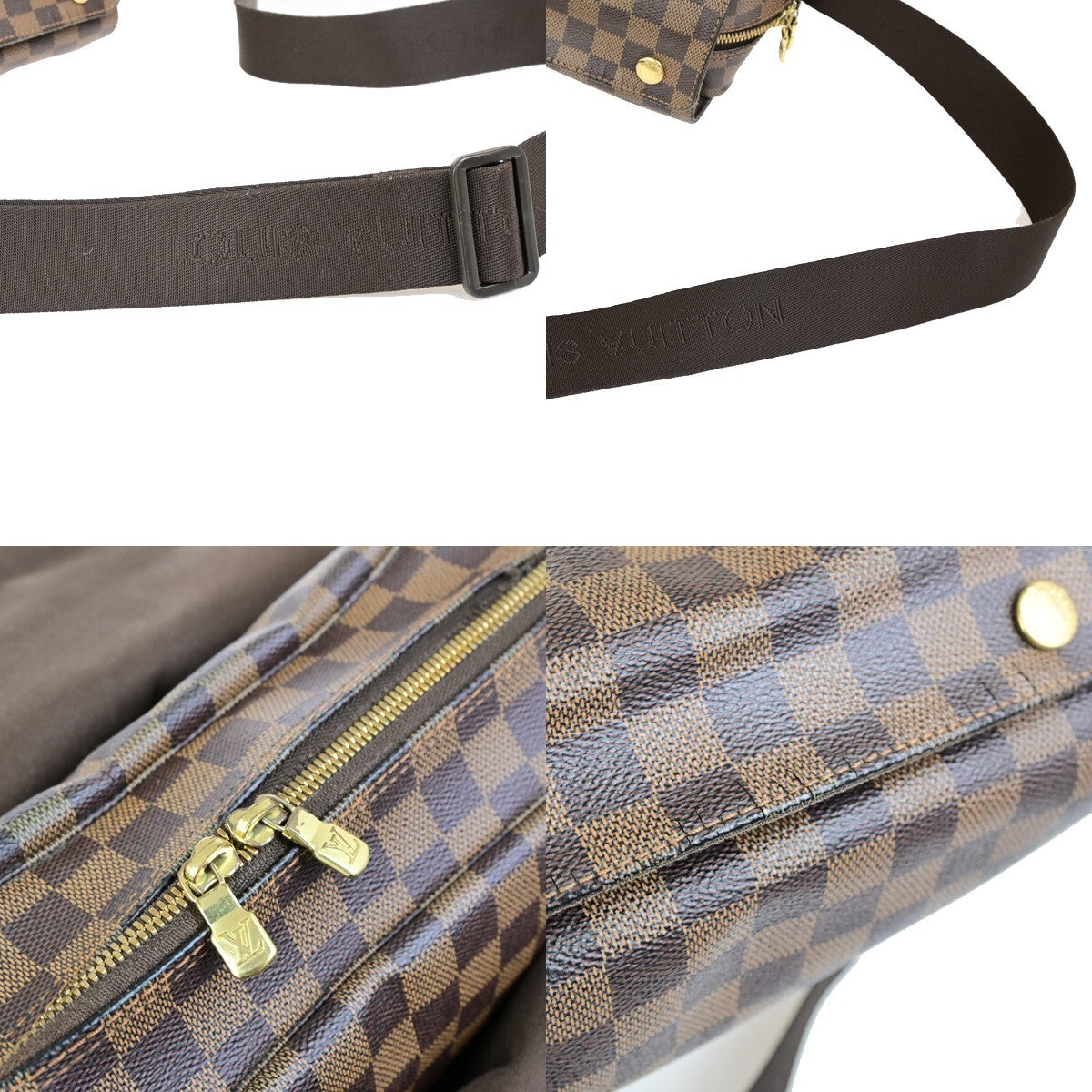 LOUIS VUITTON Naviglio Shoulder Bag Damier Ebene Leather Brown N45255 35KB609