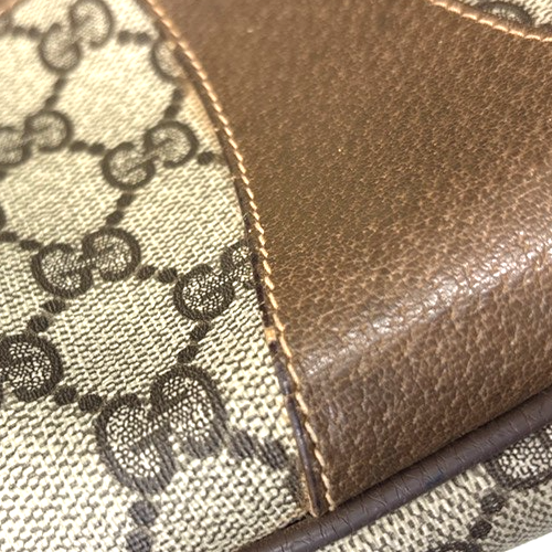 GUCCI Old Gucci Sherry Line Shoulder Bag PVC Leather Beige Italy 38MA031