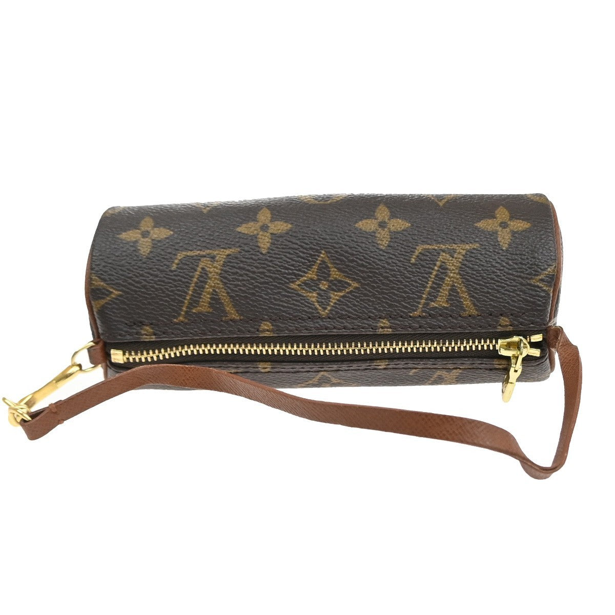 LOUIS VUITTON LV Papillon Pouch Bag Monogram Leather Brown France 38MA591