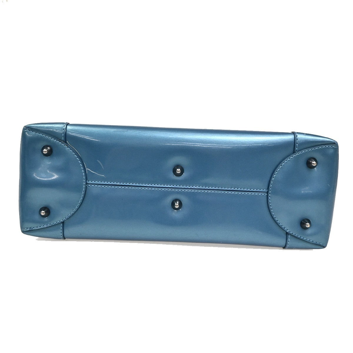 CHRISTIAN DIOR  Maris Pearl Hand Bag Patent Leather Blue SHW Italy 83TA405