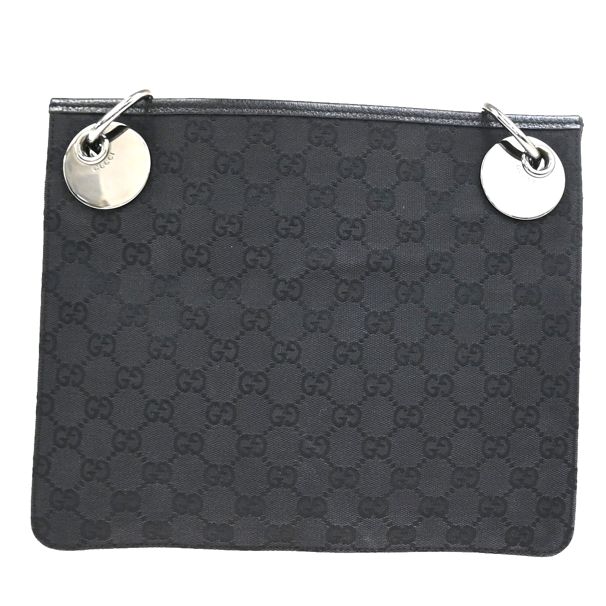 GUCCI GG Pattern Crossbody Shoulder Bag Canvas Leather Black SHW Italy 87YJ080