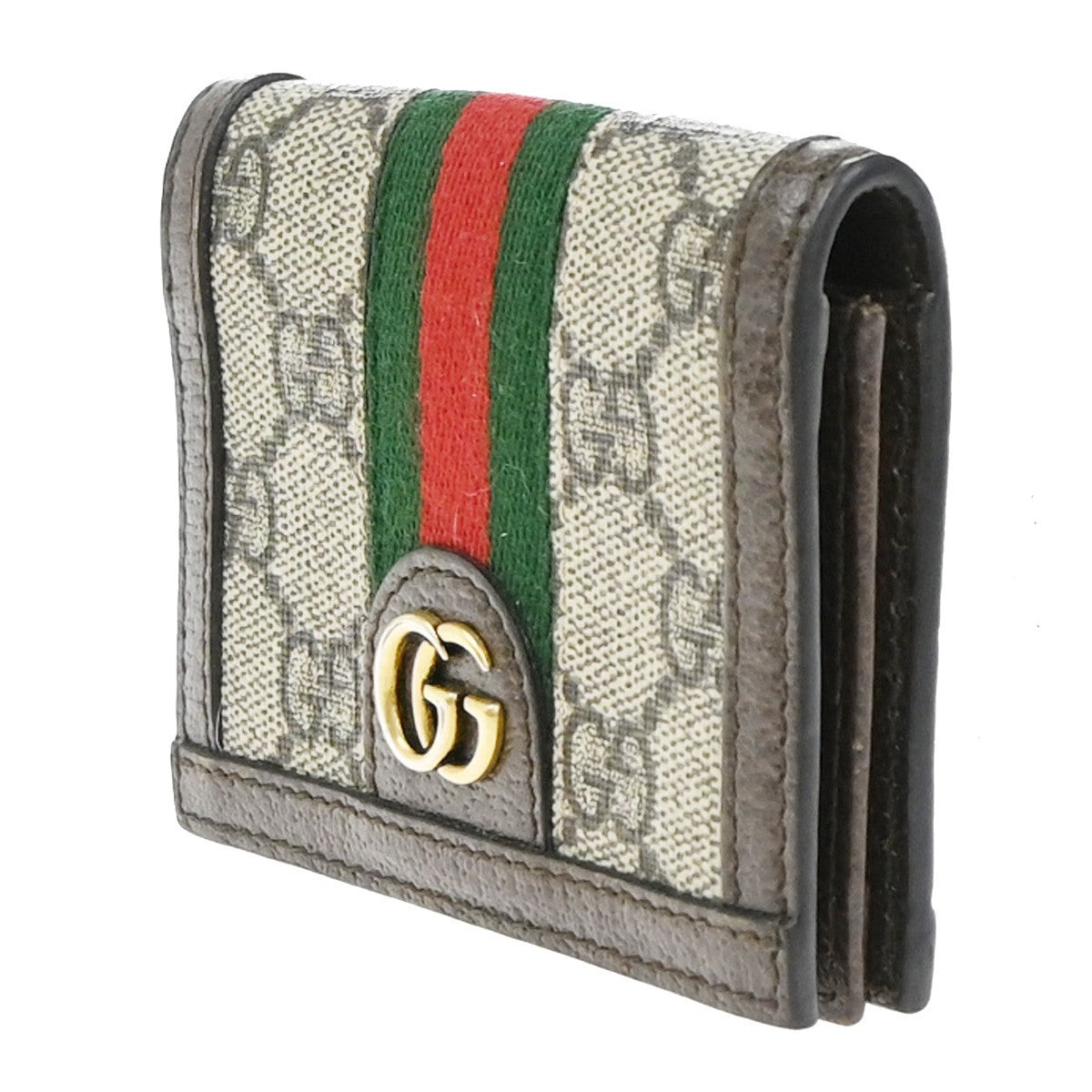 GUCCI Logo GG Pattern Sherry Compact Wallet Supreme Leather Brown 69EG386