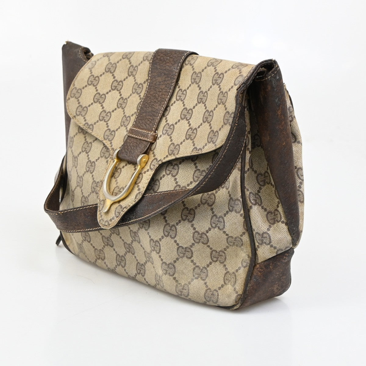 GUCCI GG Pattern 2 Set Shoulder Bags PVC Canvas Beige Black GHW Italy 02DA138
