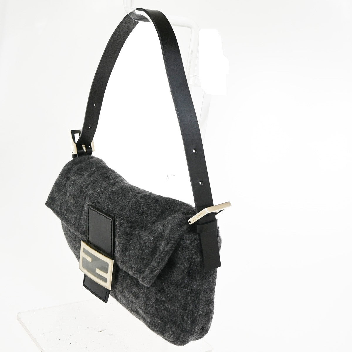FENDI Mamma Baguette Zucca Shoulder bag Cashmere Leather BK SHW Italy 614RL734