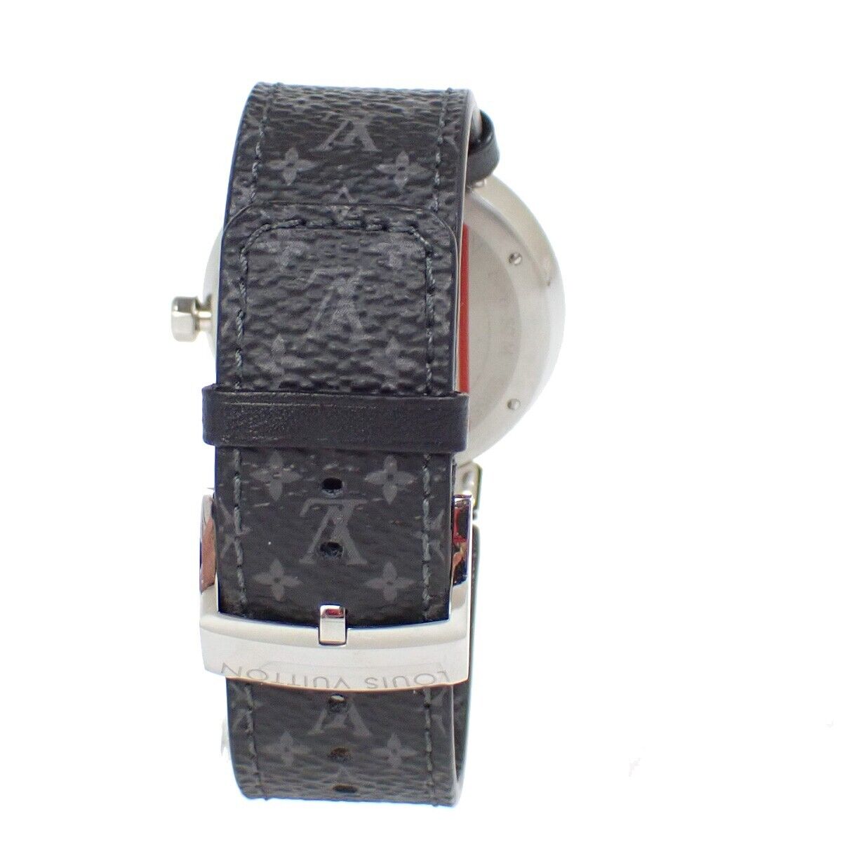 LOUIS VUITTON Tambour Slim Eclipse GM Watch Quartz Q1DM0 Stainless 689LC514