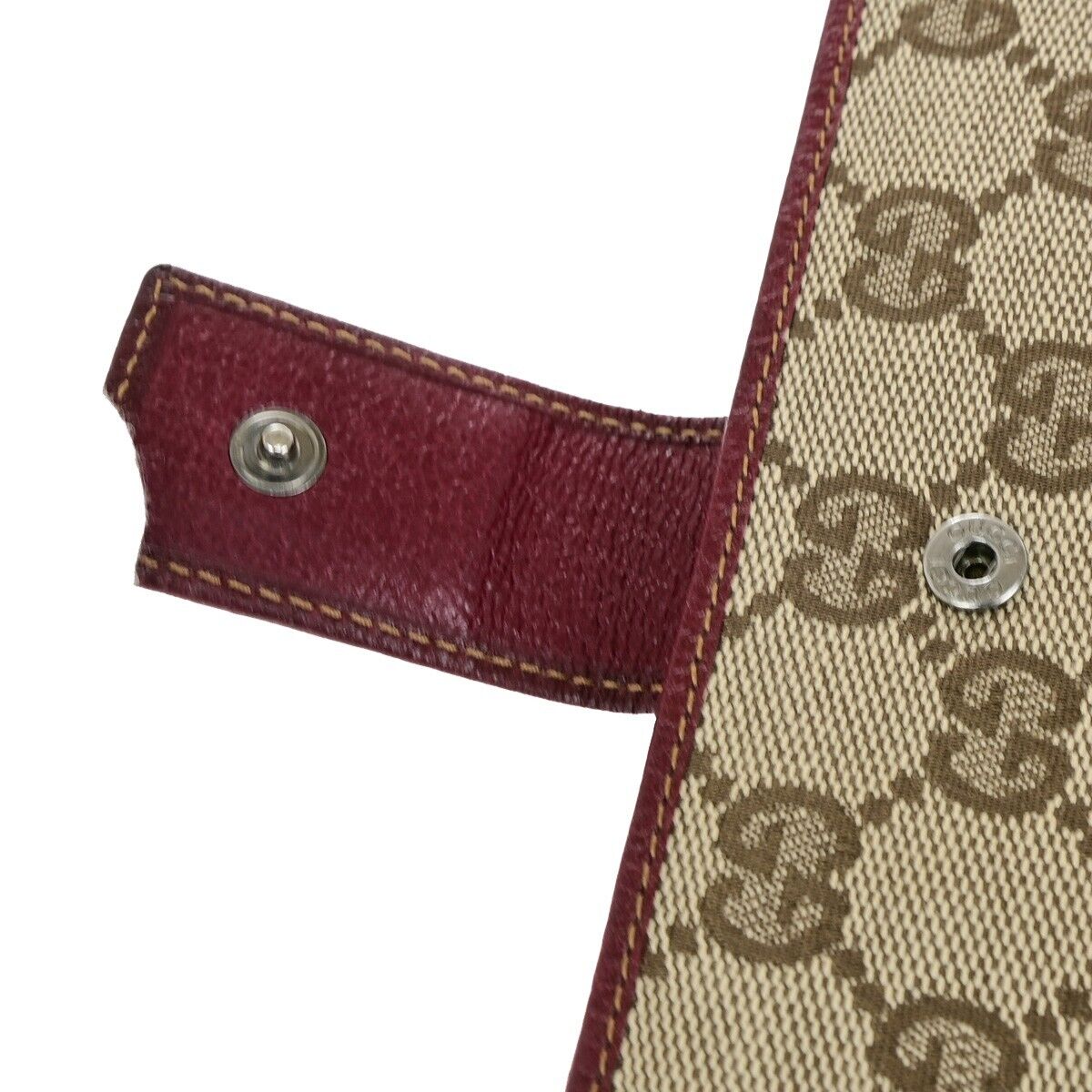 GUCCI Logo GG Pattern Long Bifold Wallet Canvas Leather Brown Bordeaux 88EB467
