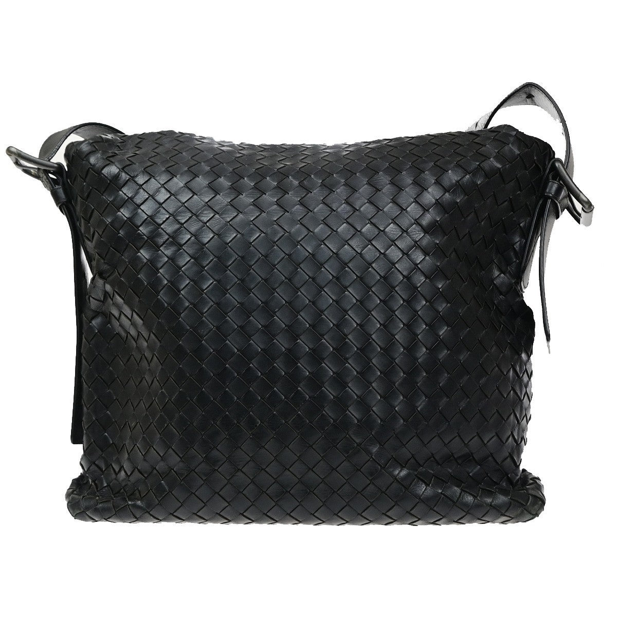 BOTTEGA VENETA Intrecciato Logo Shoulder Crossbody Bag Leather Black 12CB066