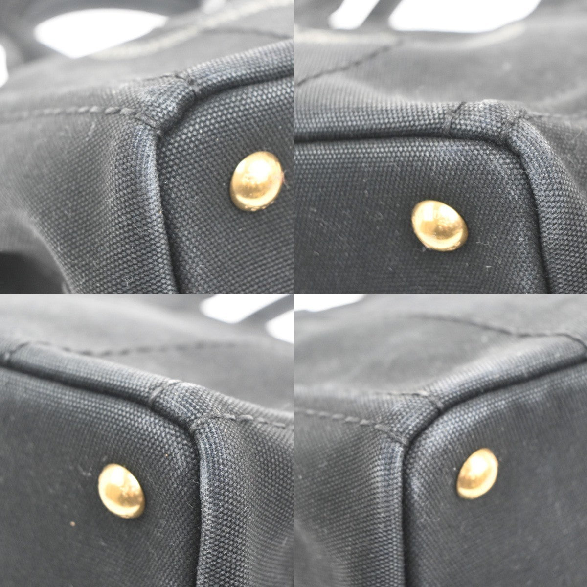 PRADA Logo Canapa 2way Shoulder Hand Bag Canvas Leather Black GHW 84MA216