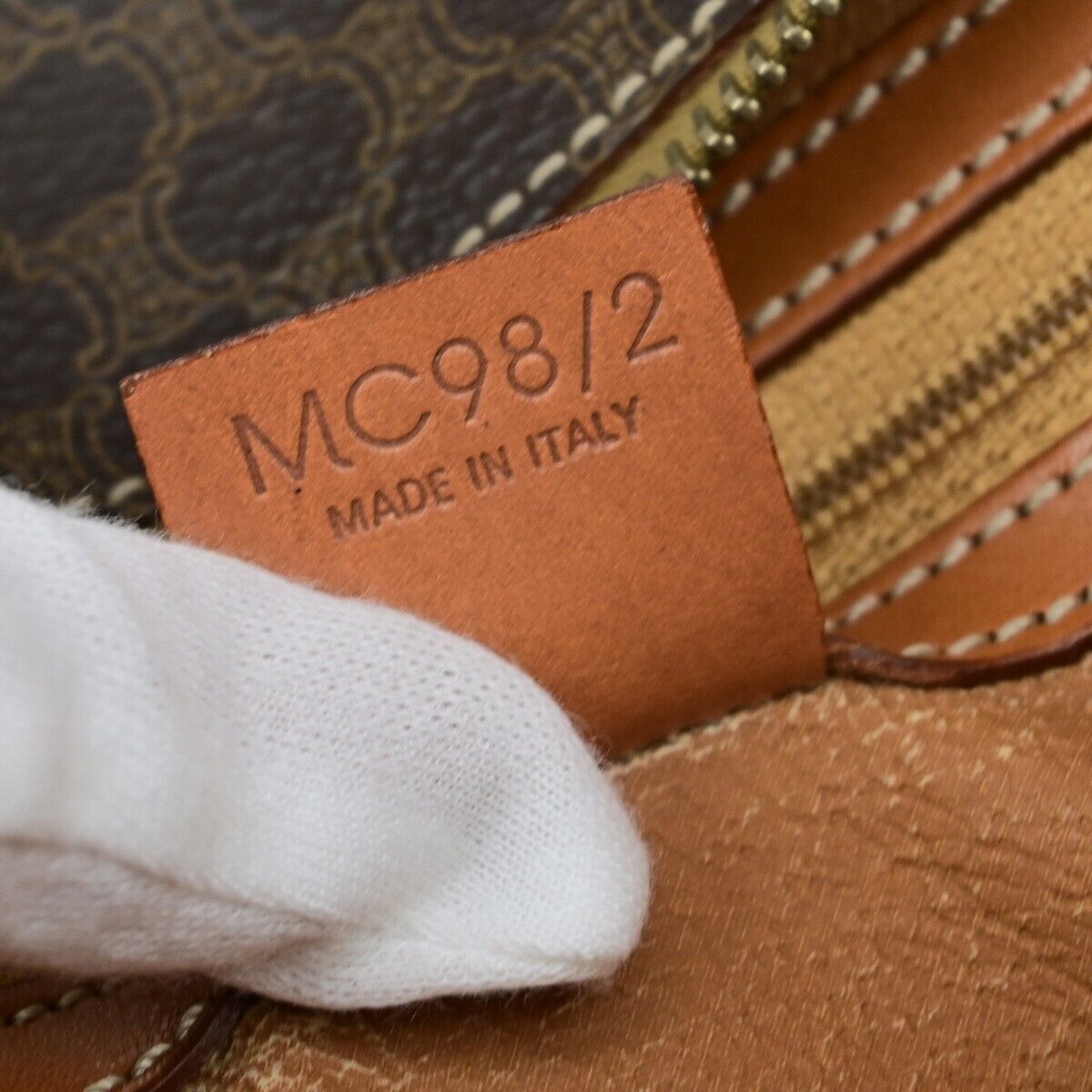 CELINE Logo Macadam Pattern Hand Bag PVC Leather GHW Made in Itay 83EC971