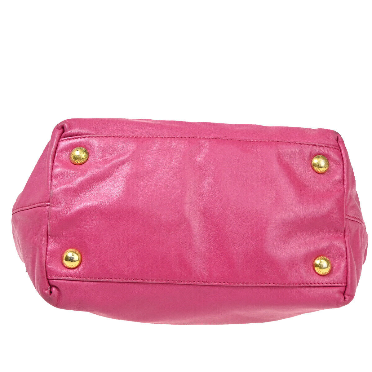 PRADA MILANO Logo Ribbon 2Way Shoulder Hand Tote Bag Leather Pink Gold 34YE444