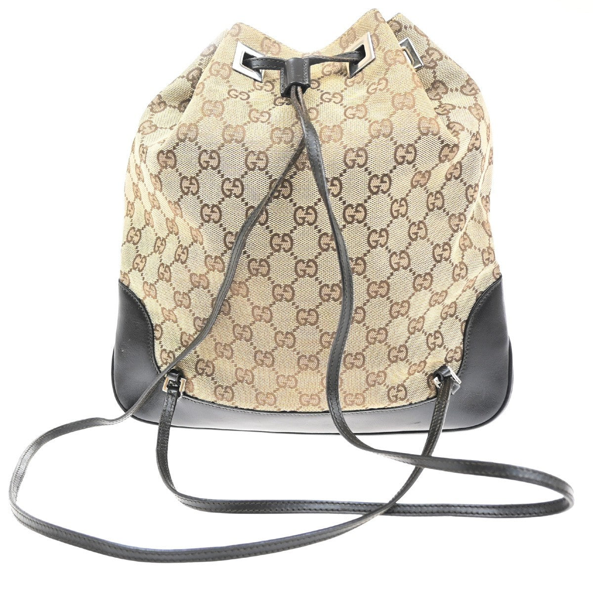 GUCCI GG Logo Backpack Canvas Leather  Brown Italy SHW 35KB706