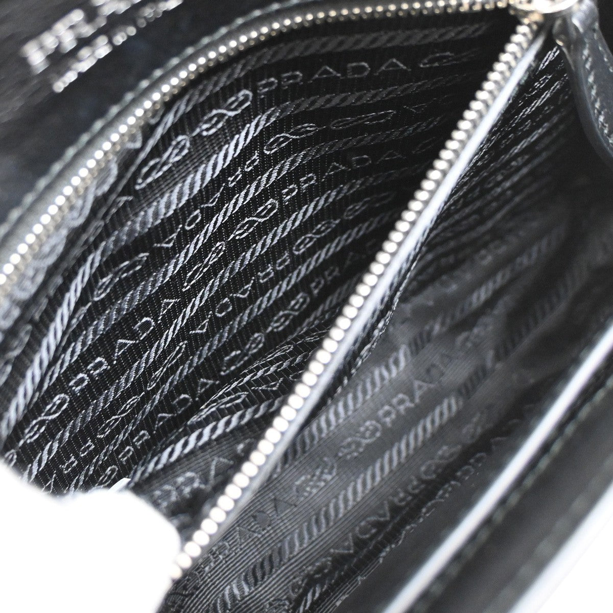 PRADA Logo Metal Ribbon Mini Shoulder Bag City Calf Leather Black SHW 79YJ076