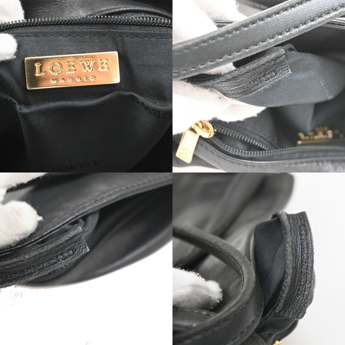 LOEWE Logo Anagram Flap Shoulder Shoulder Bag Leather Black Spain 68MA135