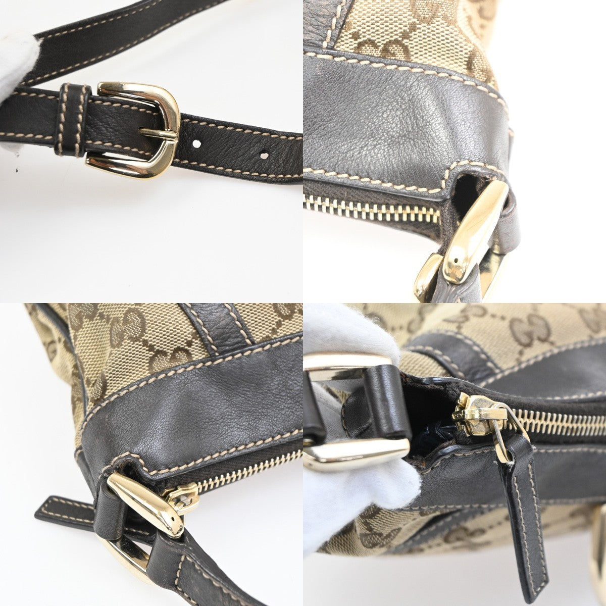 GUCCI GG Pattern Abbey D-ring Shoulder Bag Canvas Leather Brown Italy  30KC604