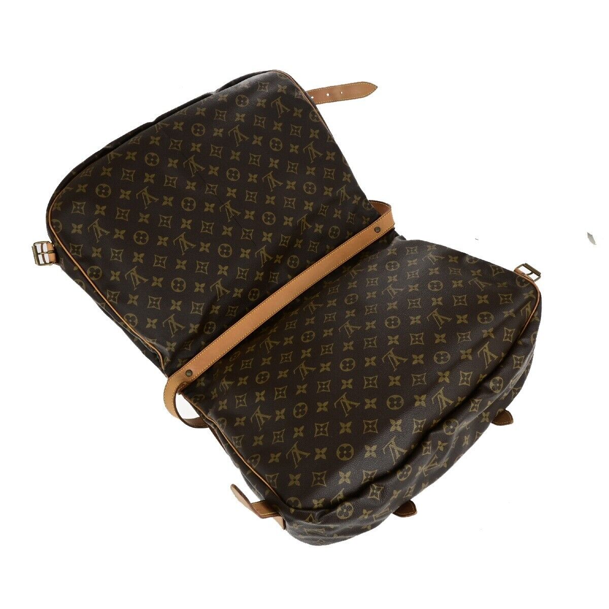 LOUIS VUITTON Logo Saumur 43 Shoulder Bag Monogram Leather Brown M42252 31ED337