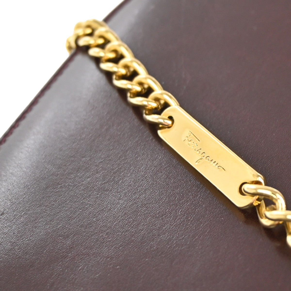 SALVATORE FERRAGAMO Gancini 2Way Chain Shoulder Clutch Bag Leather BY 39YH487