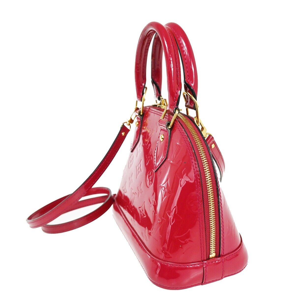 LOUIS VUITTON Alma BB Hand Bag Monogram Vernis Rouge Grenadine M91698 24YE215