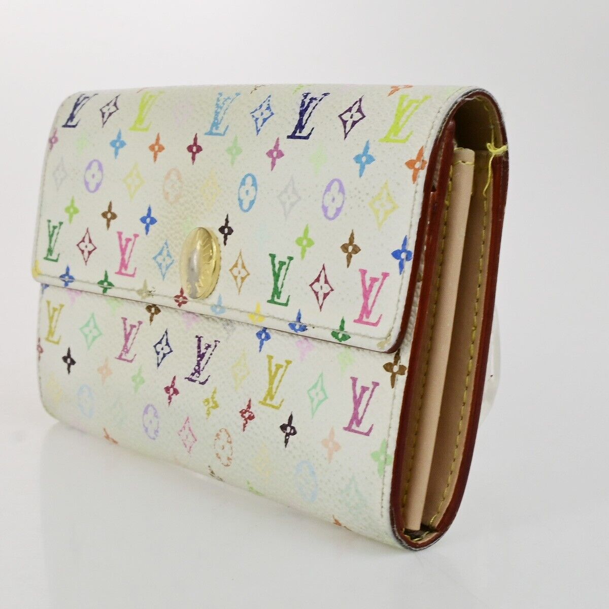 LOUIS VUITTON Long Bifold Wallet Portefeuille Sara multi White M93532 61KA458