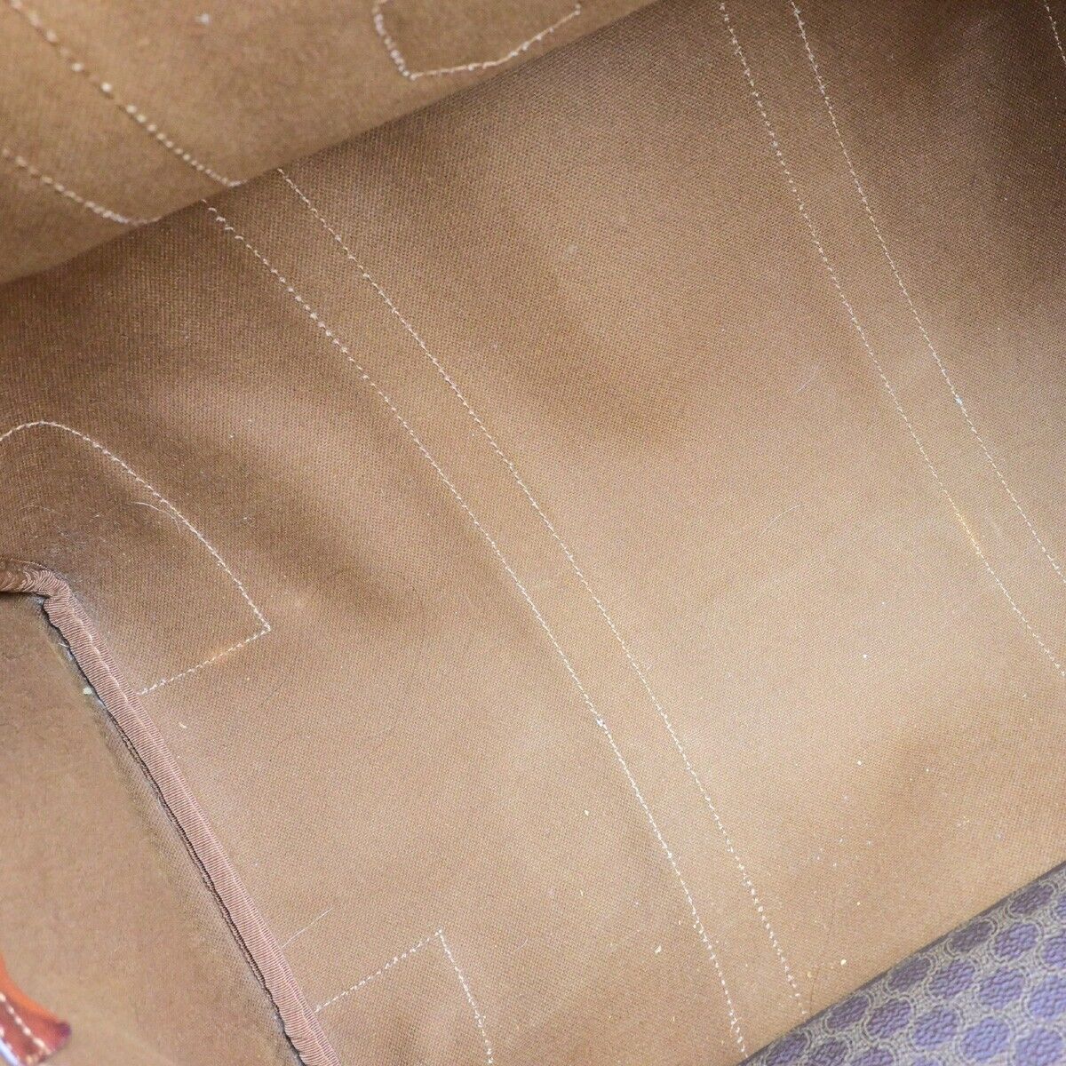 CELINE Macadam Pattern Travel Hand Bag PVC Leather Brown Gold Italy 64EB372