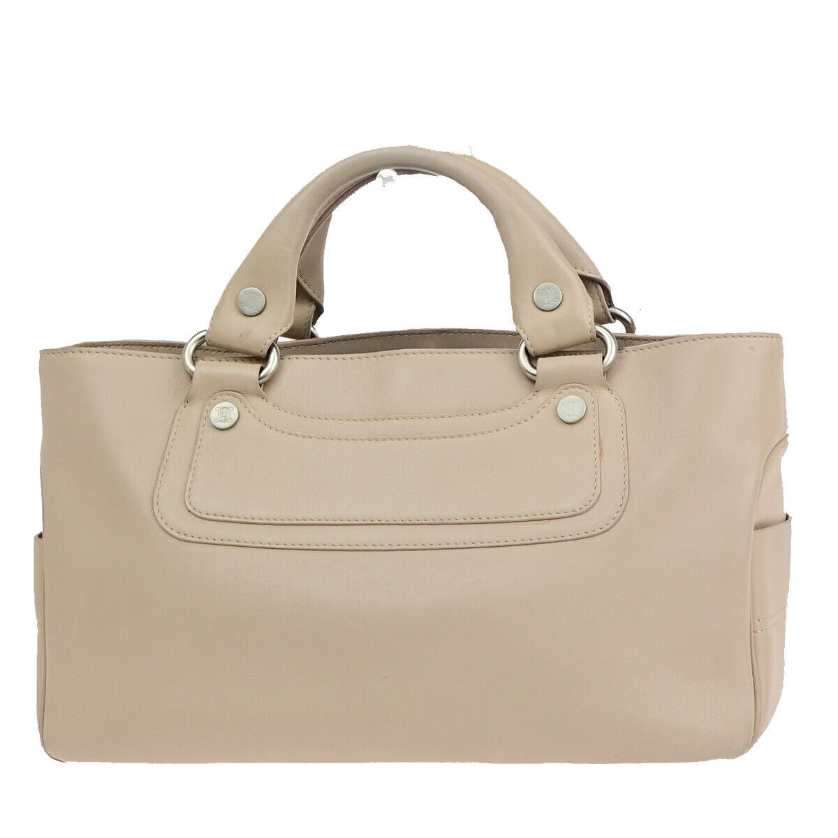 CELINE Logo Boogie Macadam Hand Bag Leather Light Pink SHW Italy 63YF055