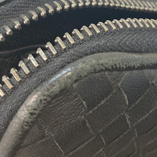 BOTTEGA VENETA Intrecciato Zipper Around Long Wallet Leather Black Italy 67EE081