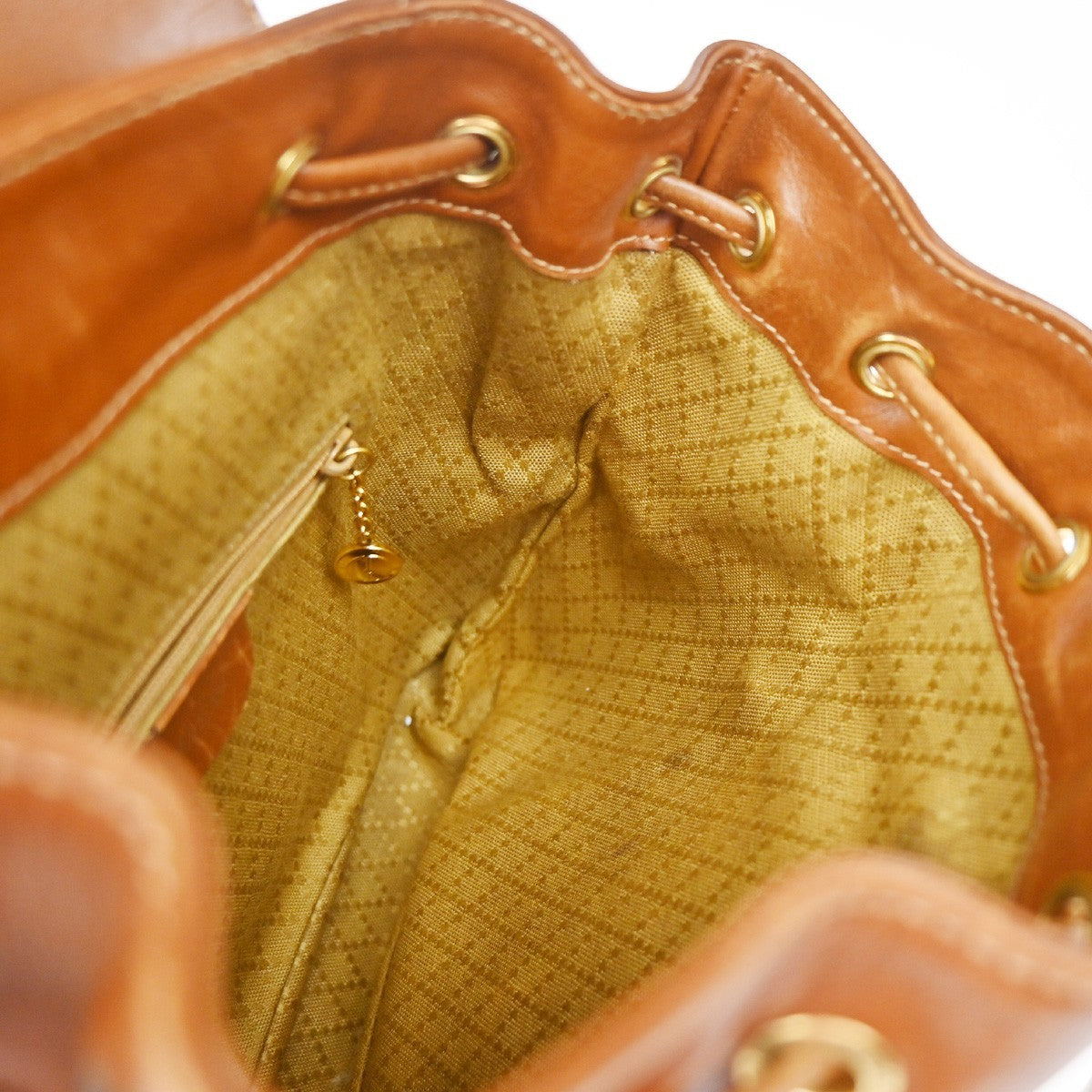 GUCCI Logo Bamboo Drawstring Mini Backpack Bag Leather Brown GHW Italy 64YH955