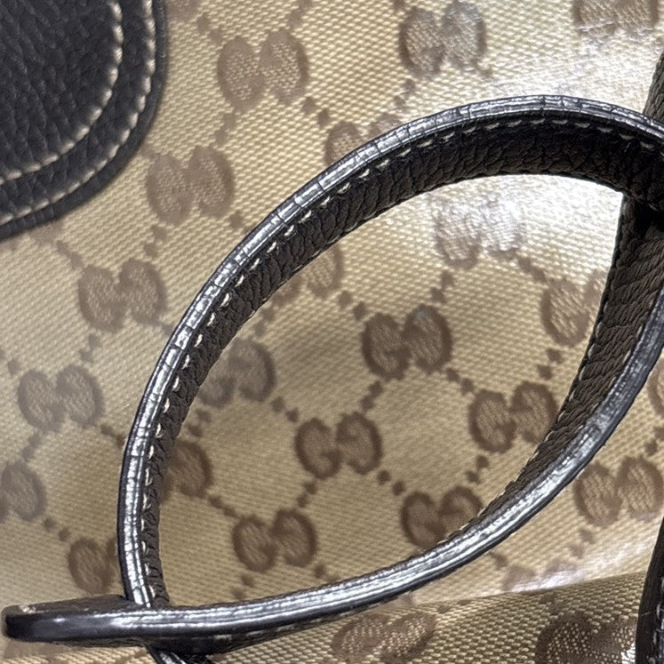 GUCCI Logo GG Crystal Sherry Shoulder Bag PVC Leather Brown GHW Italy 87MA714