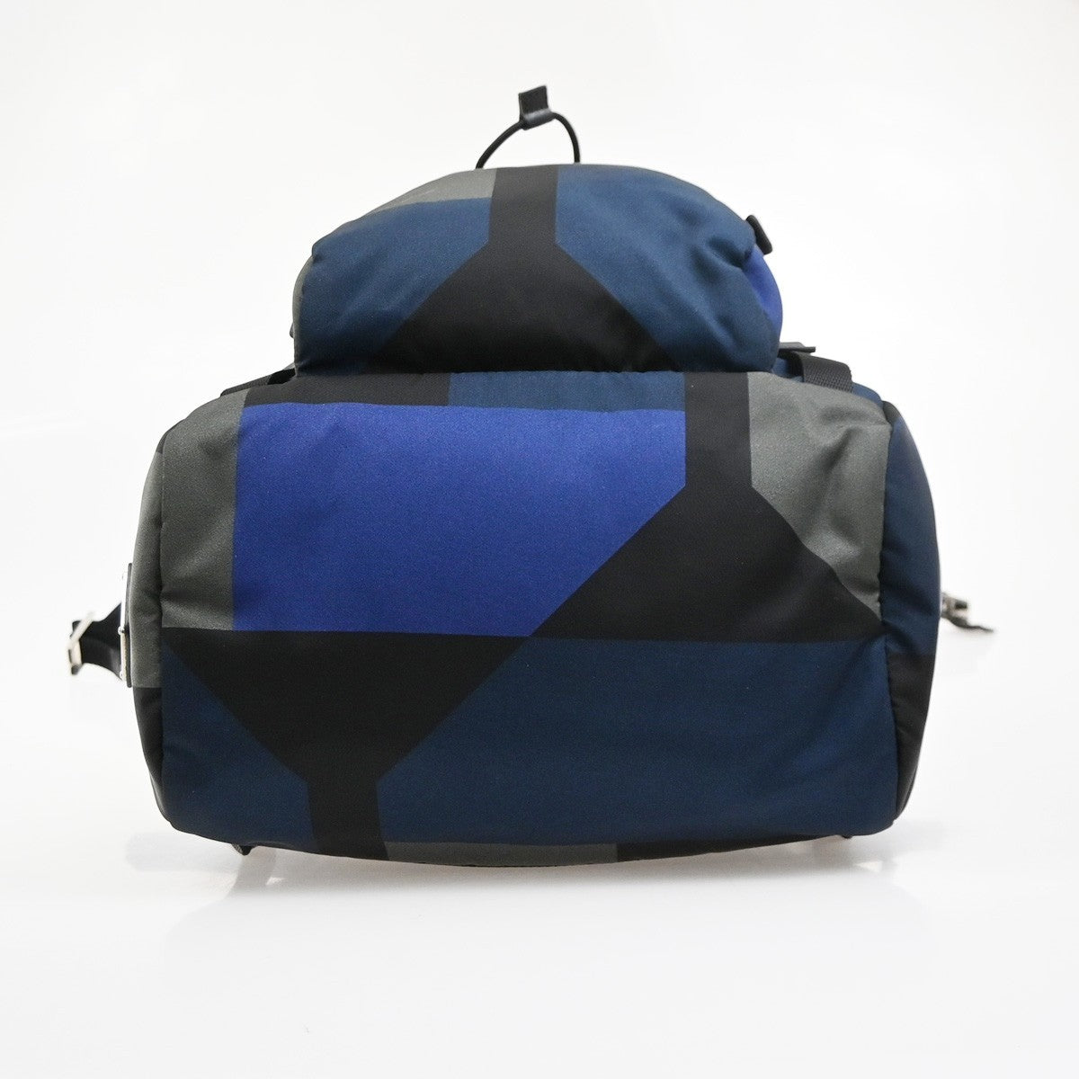 PRADA Logo Backpack Bag Nylon Leather Blue Khaki Black SHW Italy 26MA684