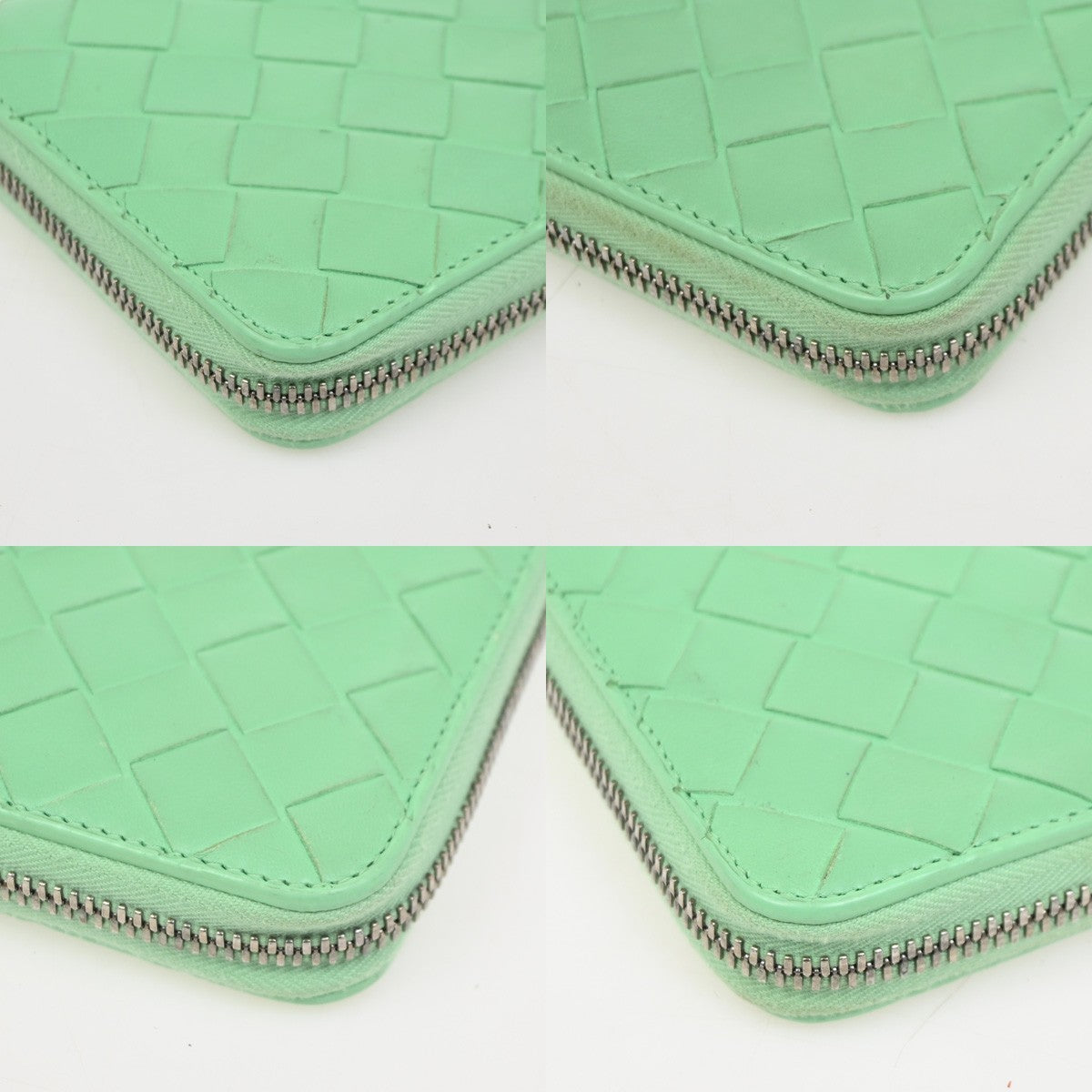 BOTTEGA VENETA Logo Intrecciato Zippy Long Wallet Leather Green SHW 66DA285