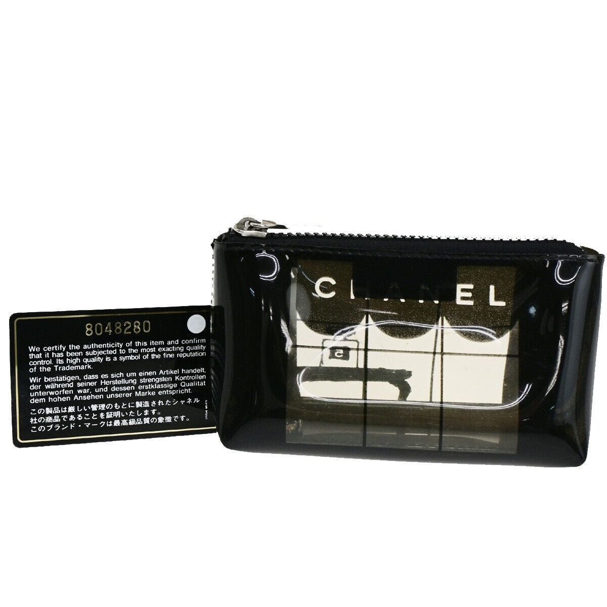 CHANEL CC Logo Coco Maison Window Mini Pouch Bag PVC Leather Black Italy 63FB253