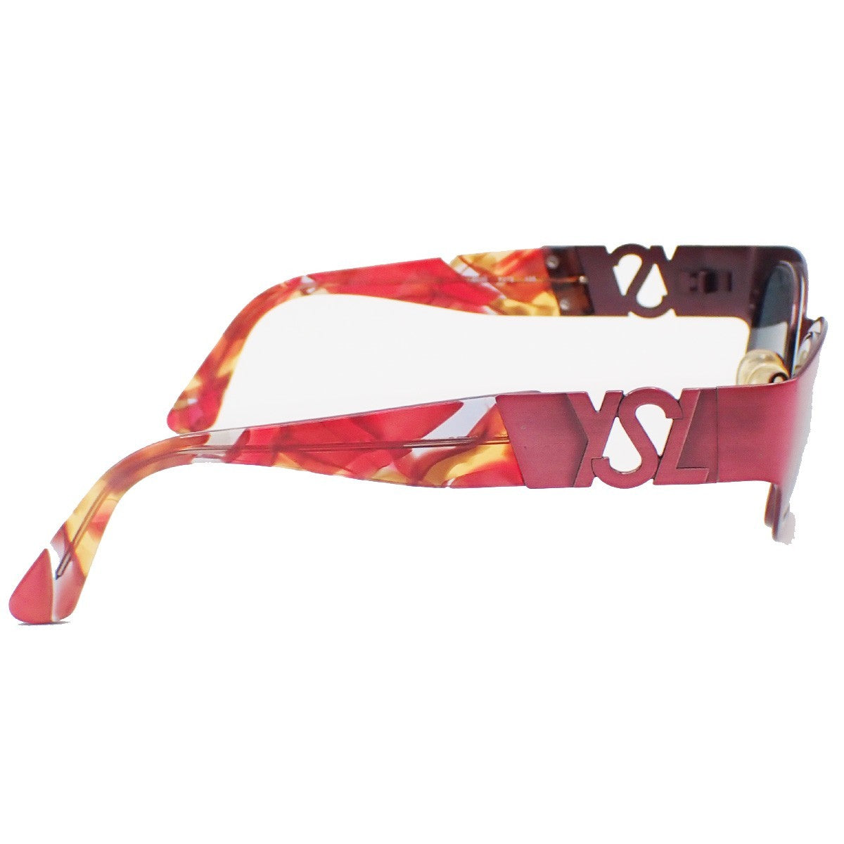 Yves Saint Laurent YSL Logo Sunglasses Eye Wear Plastic Metal Black Pink 01CA891
