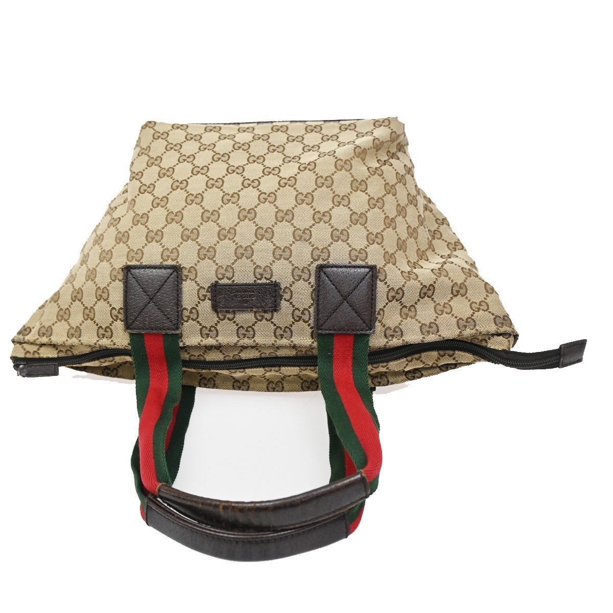 GUCCI Logo Sherry GG Pattern Hand Bag Canvas Leather Brown Italy 31CA550