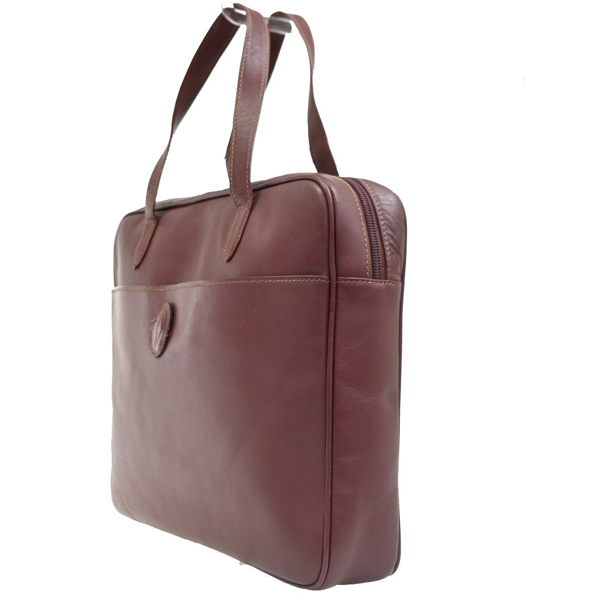 CARTIER Logo Must Line Shoulder Hand Bag Leather Red  Burgundy Italy 67MA134