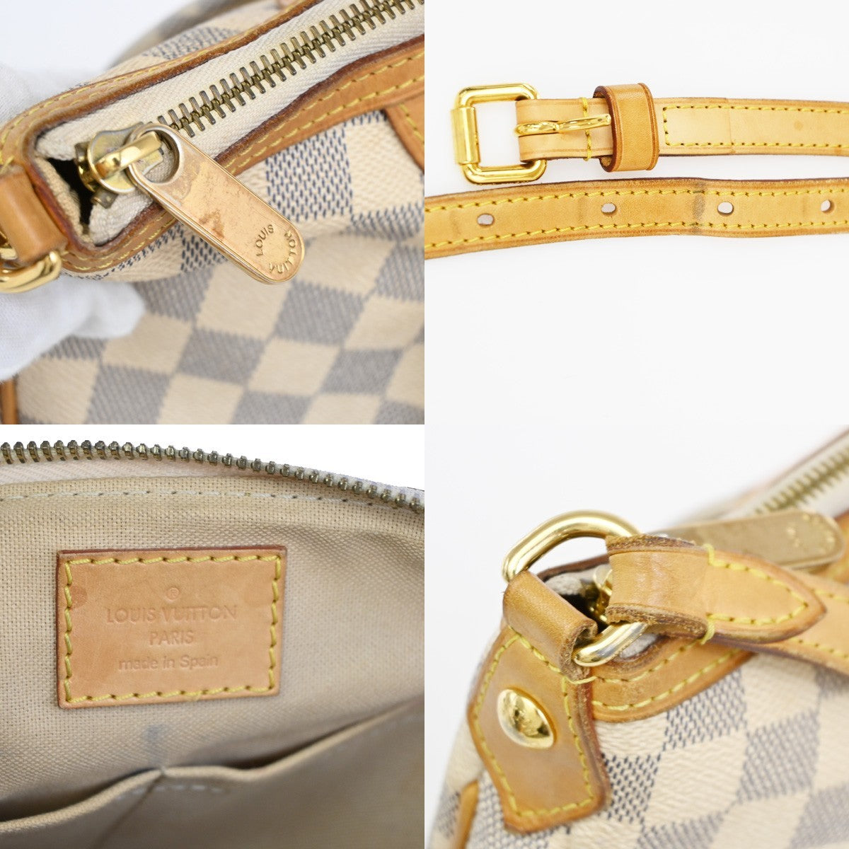 LOUIS VUITTON Totally PM Shoulder Bag Damier Azur Leather White N51261 14TA675