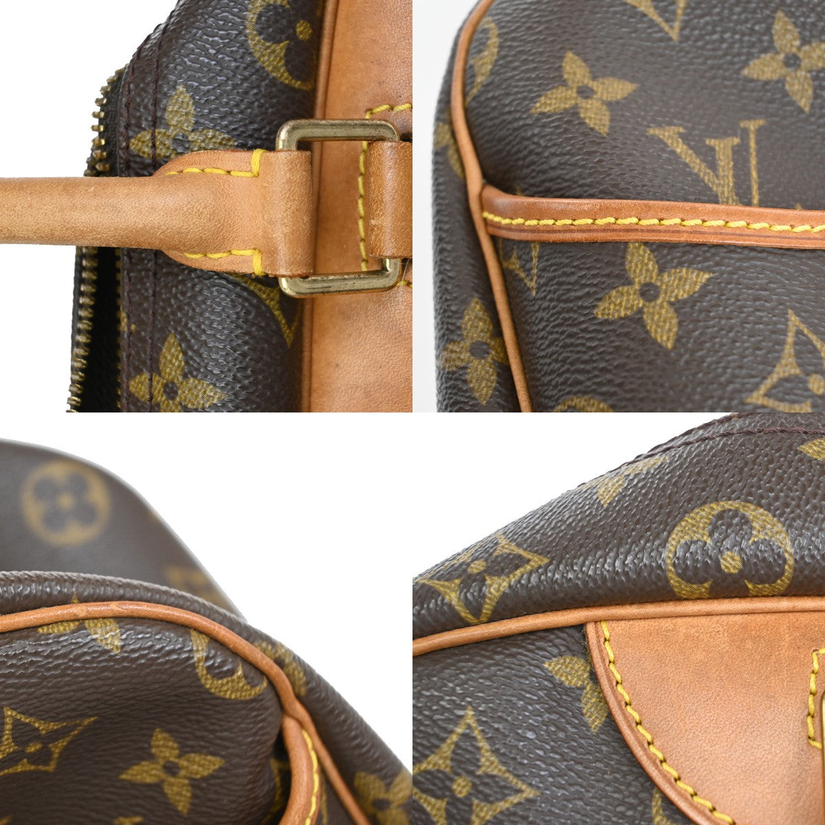 LOUIS VUITTON LV Logo Deauville Hand Bag Monogram Leather Brown M47270 73YH316