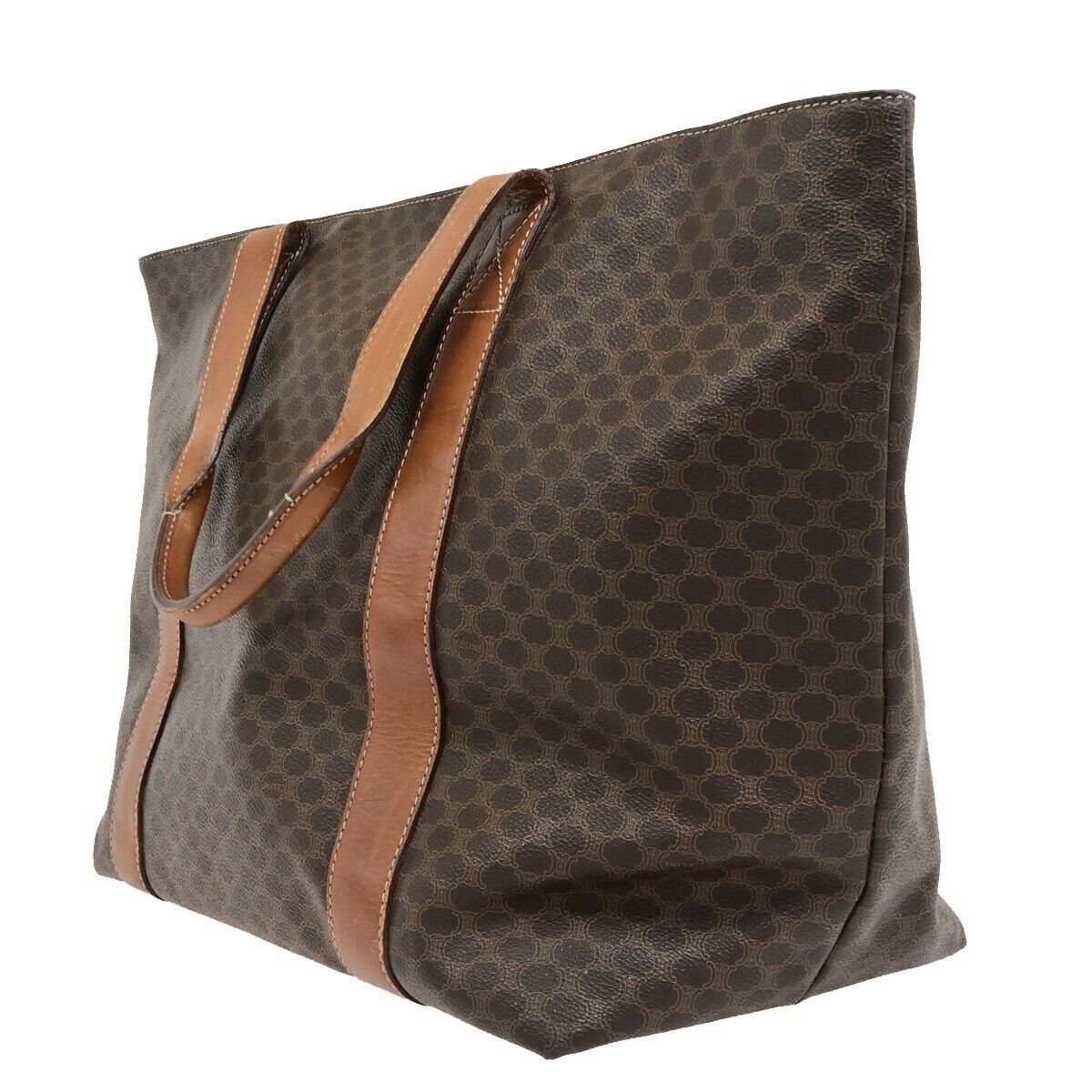 CELINE Macadam Pattern 2Way Shoulder Tote Bag PVC Leather Brown Italy 61KA539