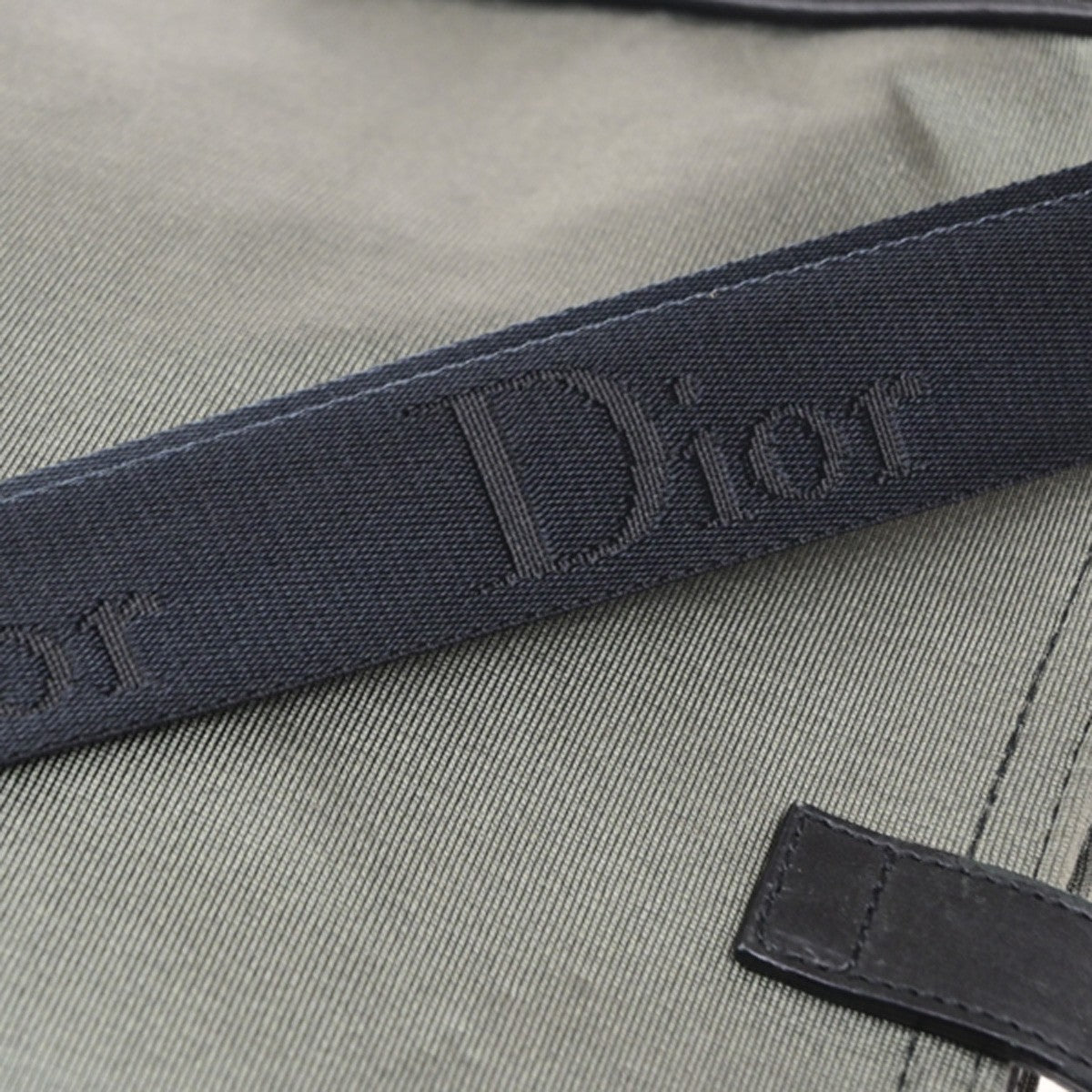 CHRISTIAN DIOR Logo Rhinestone Chain Shoulder Hand Bag Canvas Khaki 98RQ085