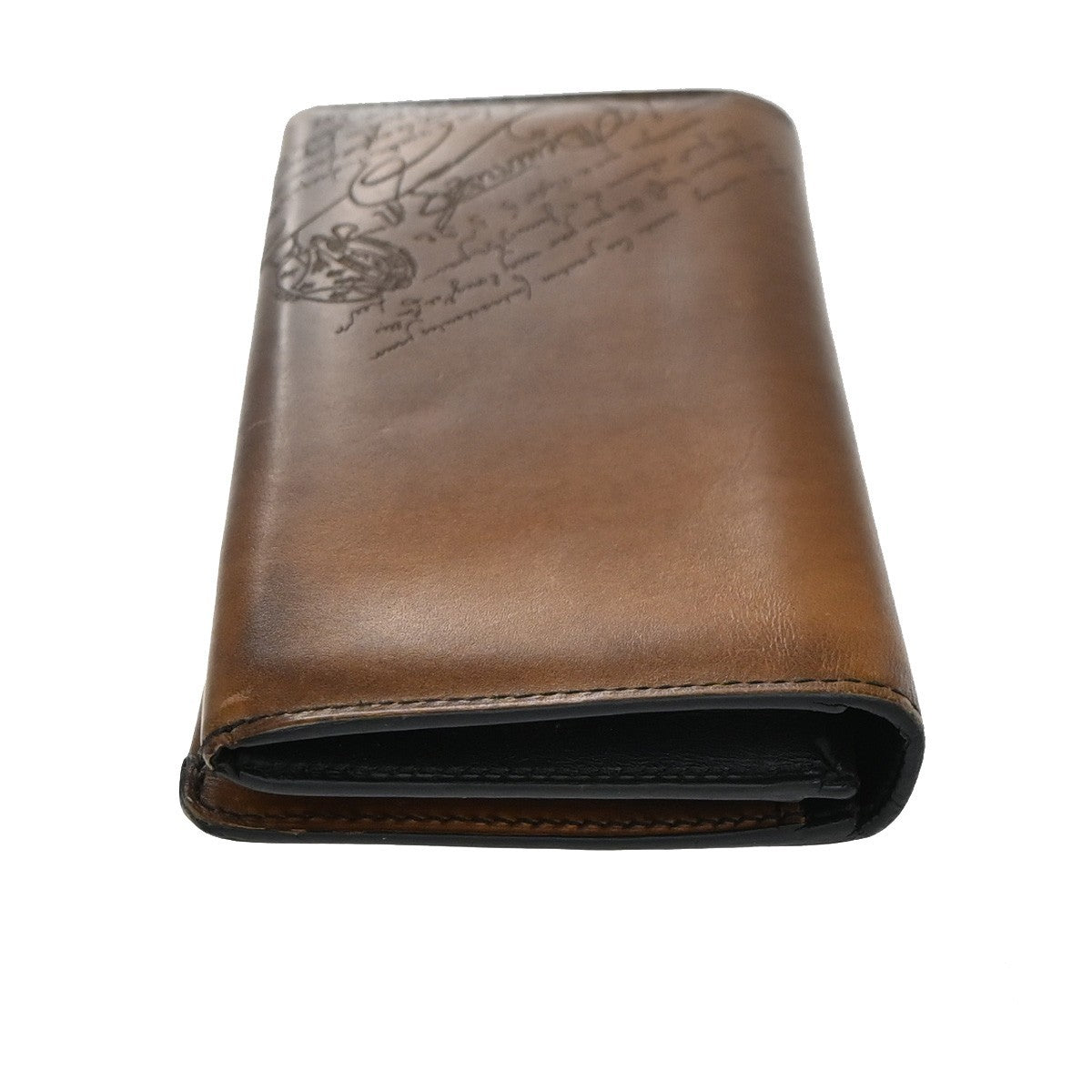 BERLUTI Logo Calligraphy Bifold Long Wallet Leather Brown Italy 84KP207