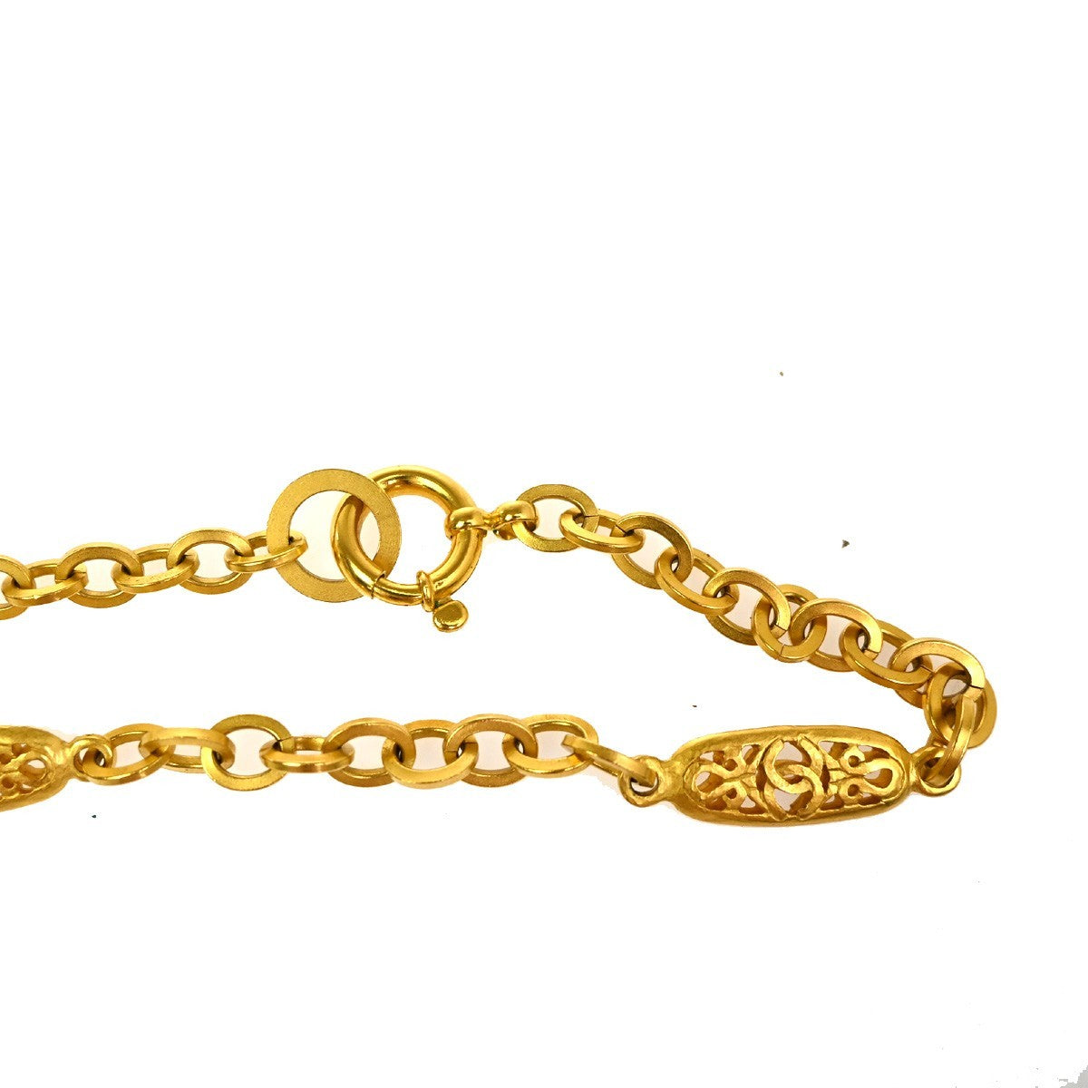 CHANEL CC Logo Oval Motif Chain Long Necklace Pendant 95P GHW GHW France 84RL829