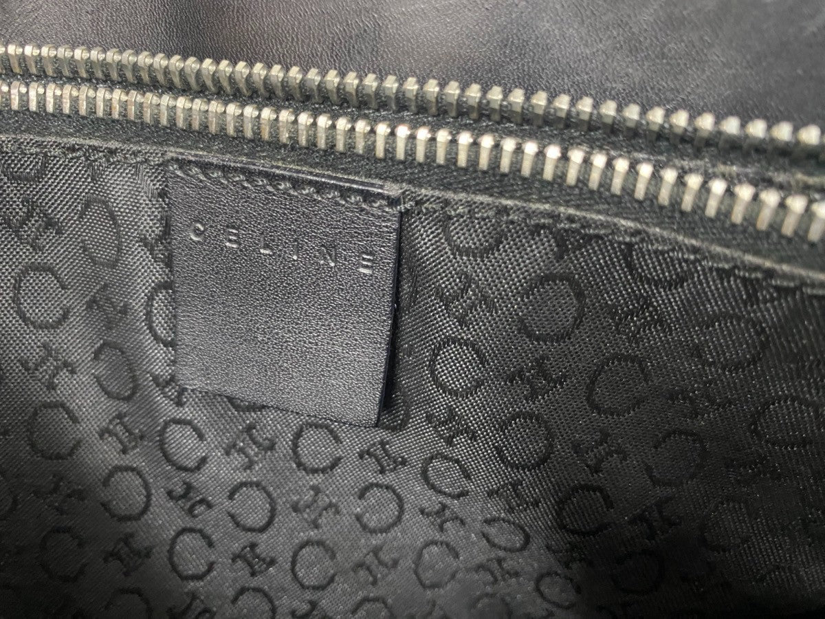 CELINE C Macadam Shoulder Hand Tote Bag Canvas Leather Black SHW Italy 34KC678