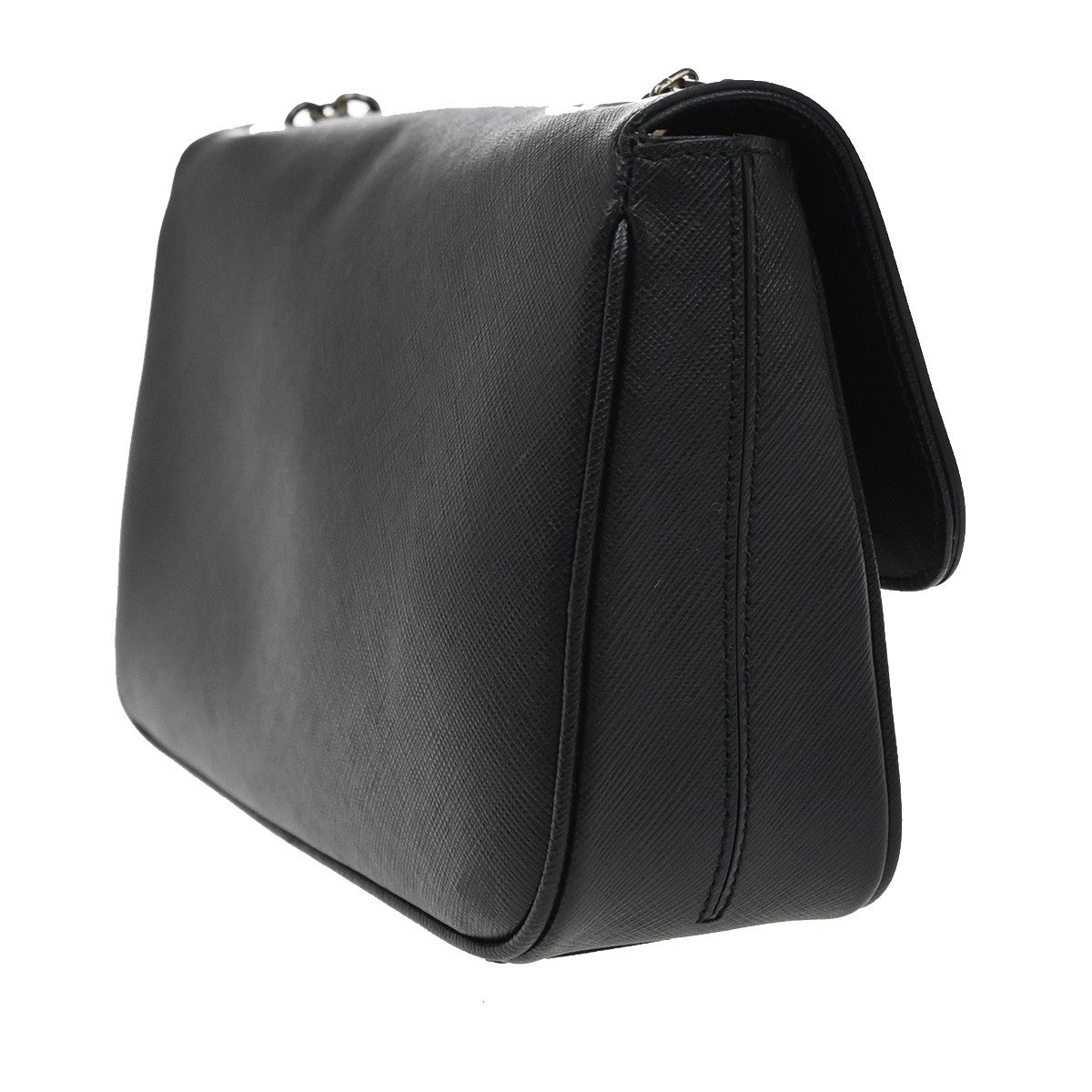 SALVATORE FERRAGAMO Logo Gancini Chain Shoulder Bag Leather Black SHW 33YH542