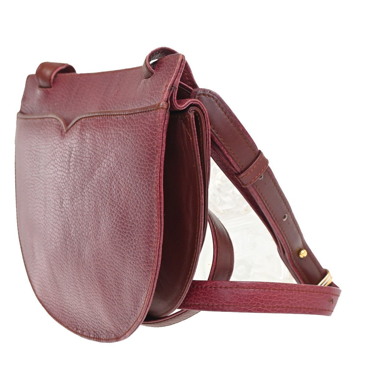 MUST DE CARTIER 2C Logo Shoulder Bag Leather Red GHW Spain 38CA704