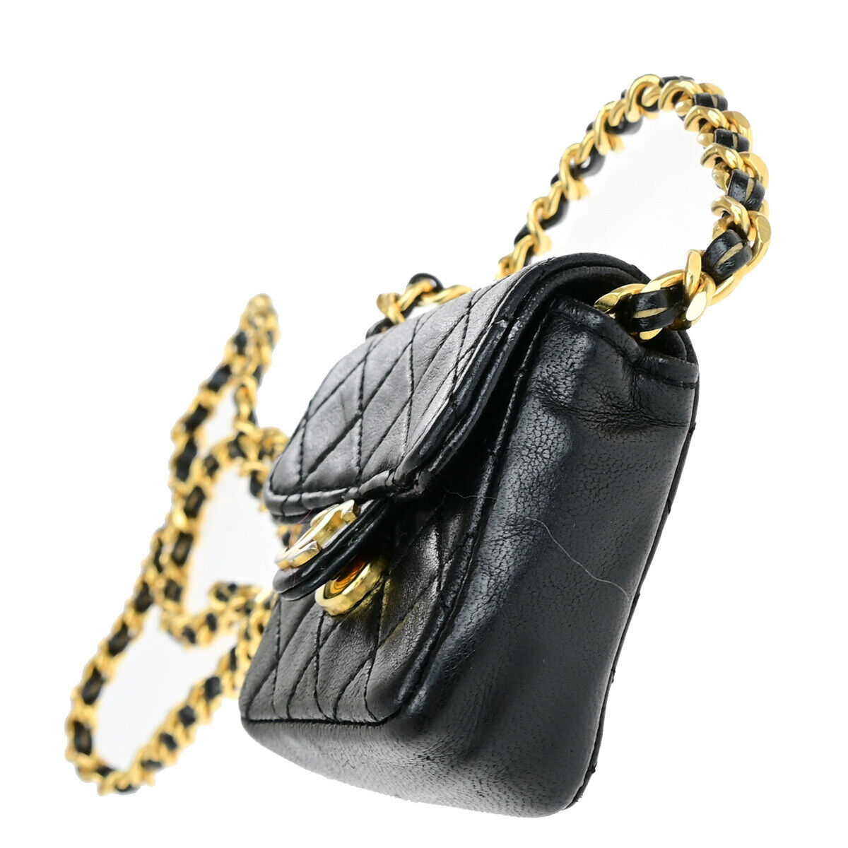 CHANEL CC Logo Mini Mini Matelasse Chain Shoulder Bag Leather GHW BK 660RK051