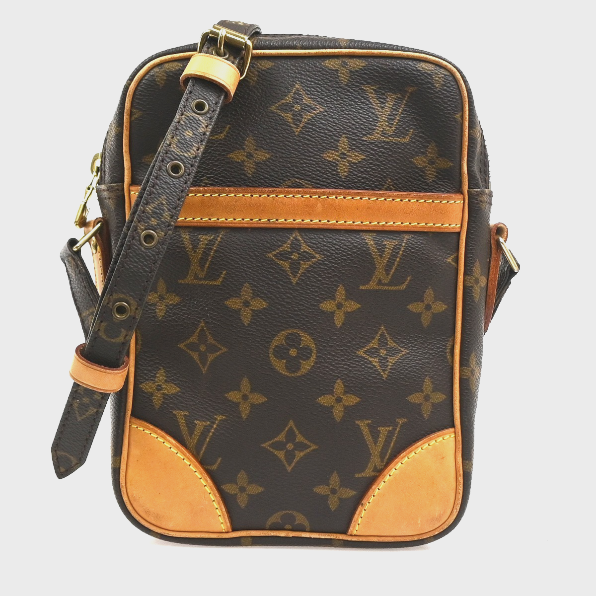 LOUIS VUITTON Danube Shoulder Bag Monogram Leather Brown USA M45266 11CA836
