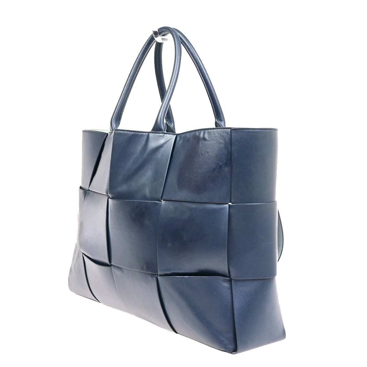BOTTEGA VENETA Logo Arco Tote Shoulder Hand Bag Leather Blue Italy 21RQ049