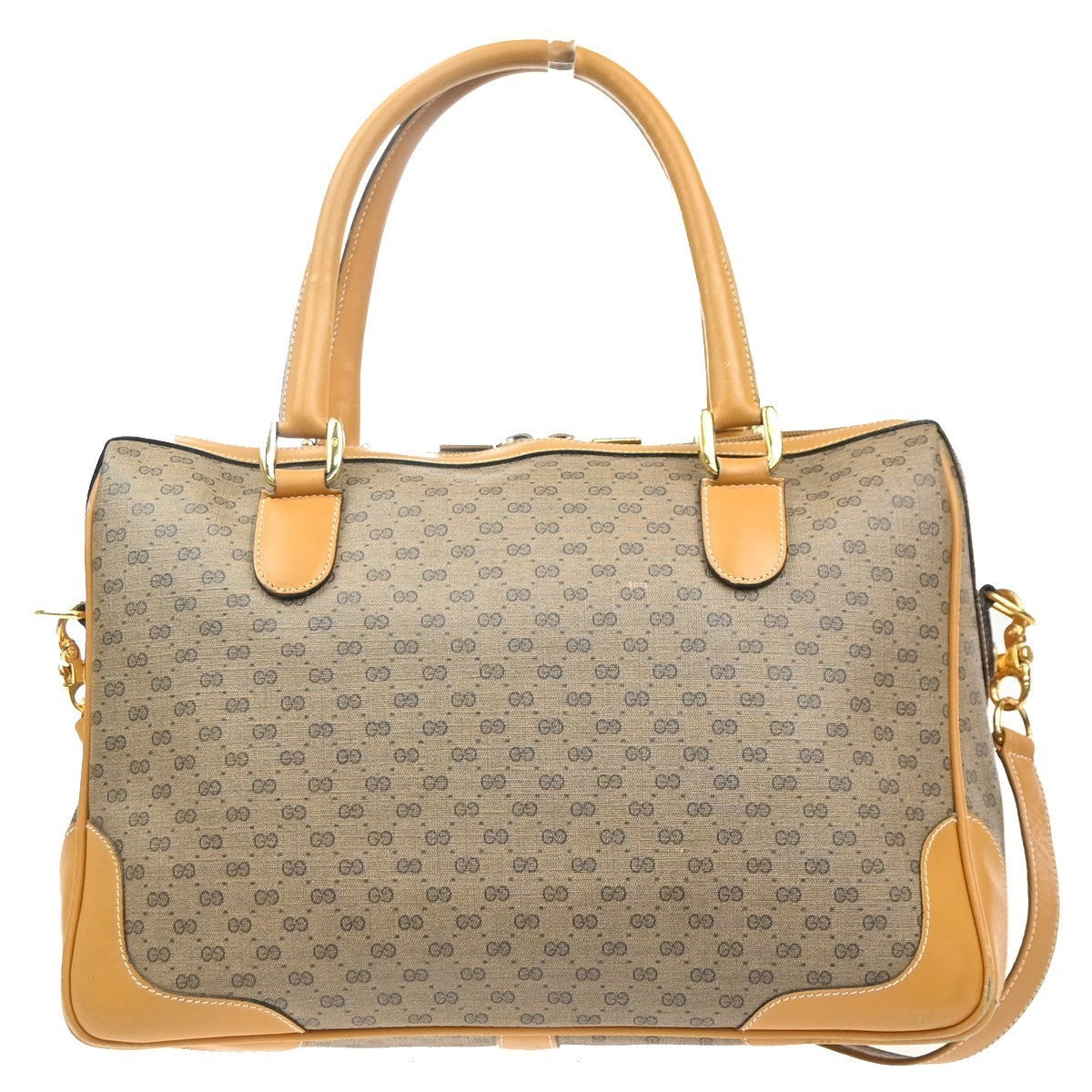 GUCCI Logo GG Pattern 2way Shoulder Hand Bag PVC Leather Beige GHW Italy 38MA555